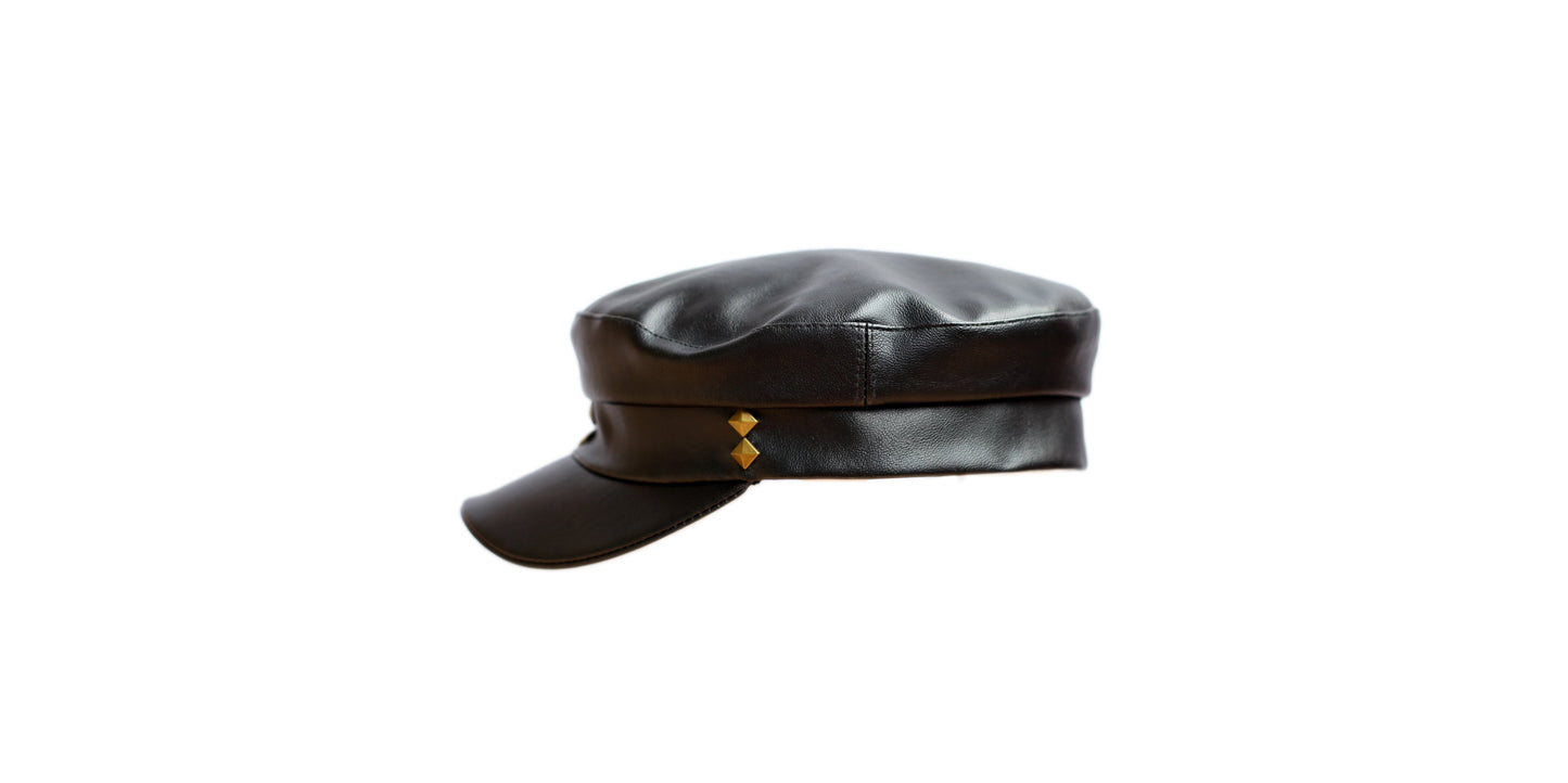 Elbsegler, Fiddler, Schiffermütze, Kapitänsmütze, Prinz Heinrich Mütze, Kunstleder, handgefertigt, handgemacht, Hutmacherei