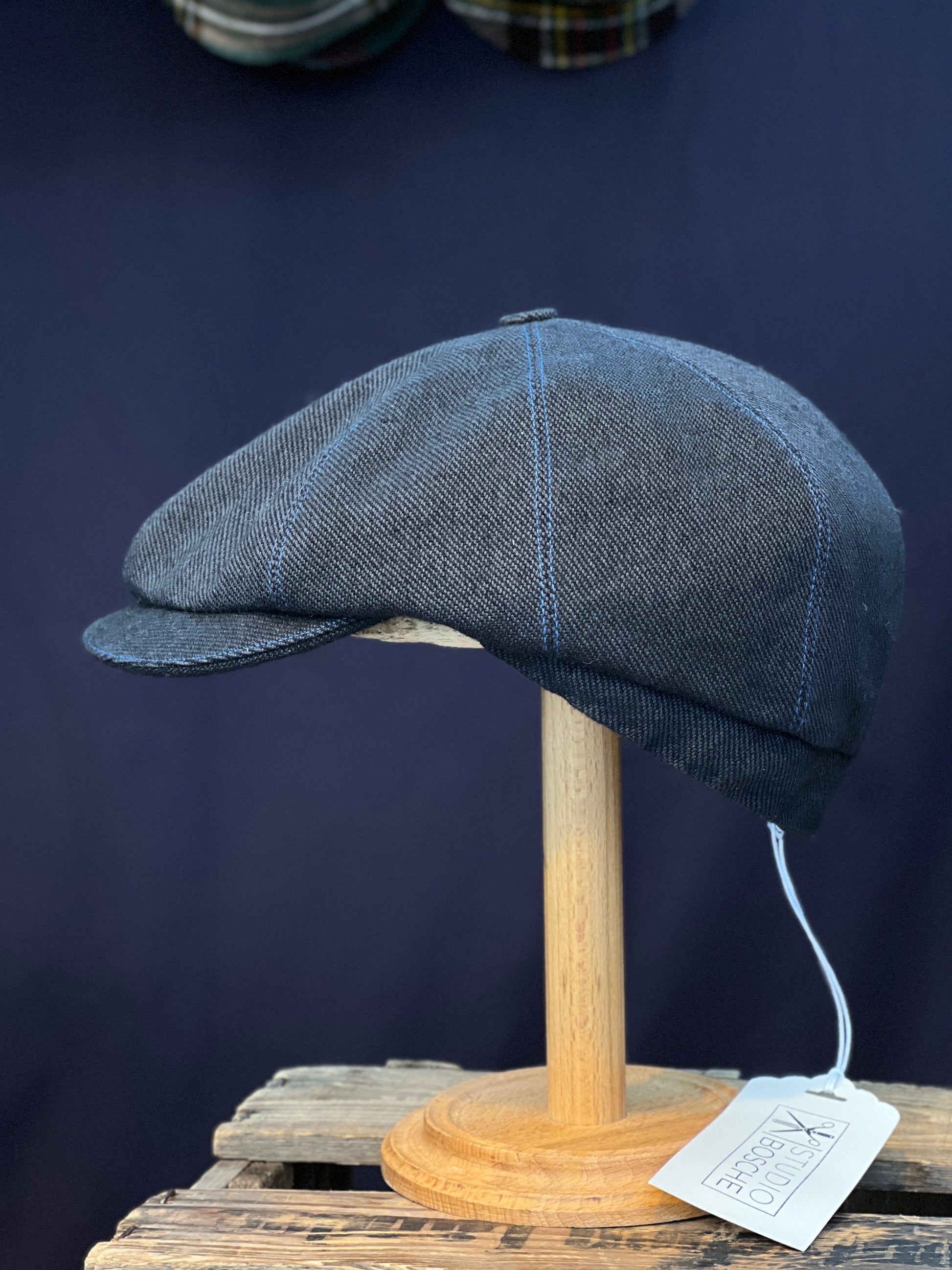 Handgefertigte Klassische Studio Bosche Bakerboy Wolle Navy für Herren Seite 