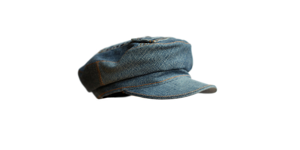 Elbsegler, Fiddler, Schiffermütze, blau, Jeans, denim, Mütze, Hut, Hutmacherei, handgemacht, handgefertigt