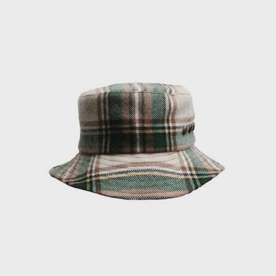 Fischerhut kaufen, Buckethat, Topfhut, Glocke, Schottenkaro, Wolle, handgemacht, handgefertigt