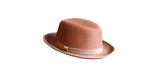 Homburg Hut, Filz, Haarfilz, rostbraun, handgemacht, handgefertigt, Hut