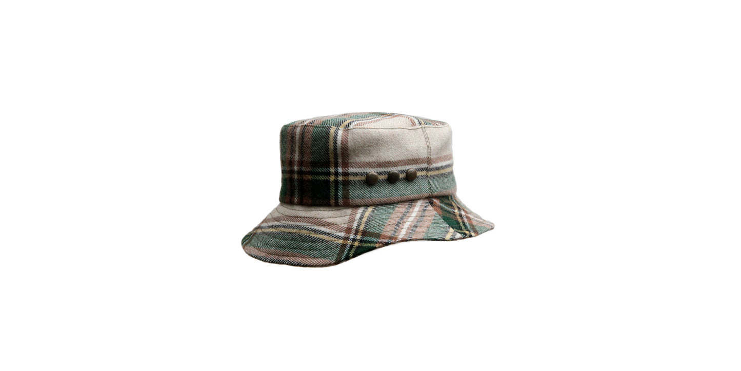 Fischerhut kaufen, Buckethat, Topfhut, Glocke, Schottenkaro, Wolle, handgemacht, handgefertigt